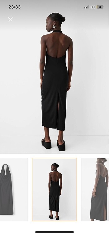 Bershka siyah midi elbise