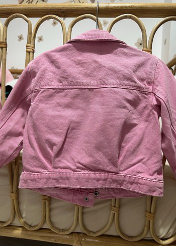 12-18 Ay Beden Kız Çocuk Pembe Düğmeli Denim Ceket