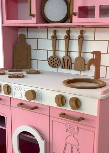 Pastel Pembe Ahşap Mutfak Oyuncağı