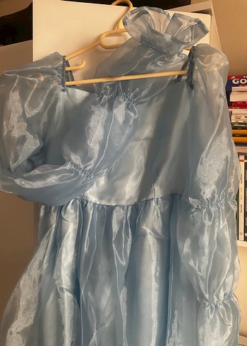 Mavi Drapeli Uzun  Abiye - Görsel 2