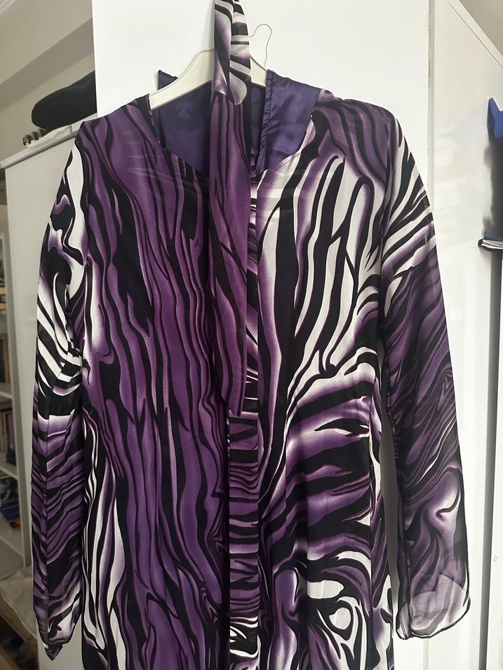 Mor Bağlamalı Uzun Kadın Elbise - Görsel 2