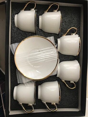 6 lı gold detaylı kahve fincanı