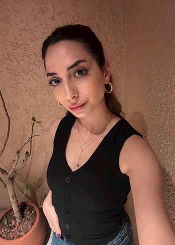 Siyah V Yaka Kadın Midi Kolsuz Yelek