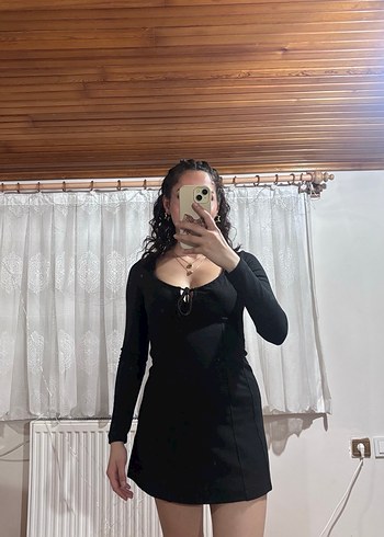 Siyah Mini Elbise - Görsel 3