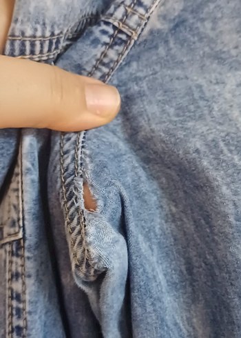 38 Beden lacivert Renk Uzun Yıkanmış Denim Elbise