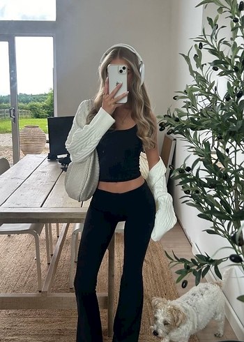 Siyah İspanyol Paça Tayt - Görsel 4