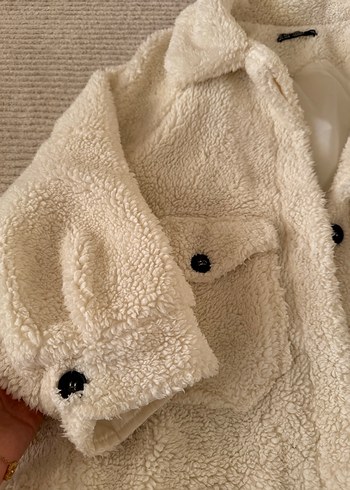 Bej Peluş Kadın Ceket Notched Yaka - Görsel 3