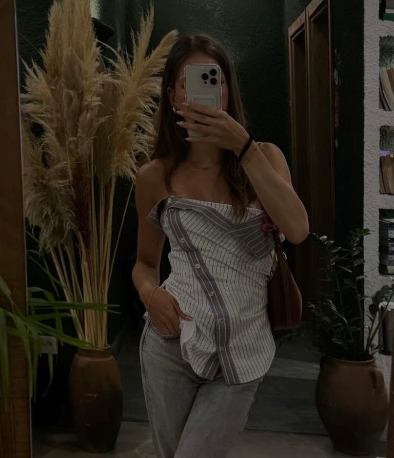 Zara Düğmeli Straplez Gömlek - Görsel 2