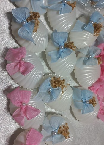 İnci Detaylı Pembe yada mavi olabilir  Fiyonklu mum hediyelik - Görsel 6