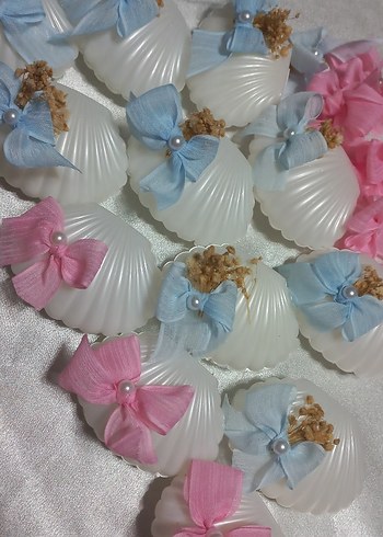 İnci Detaylı Pembe yada mavi olabilir  Fiyonklu mum hediyelik - Görsel 4