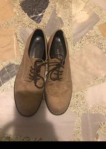 38 Beden Kahverengi Süet Kadın Dolgu Topuklu Oxford Ayakkabı