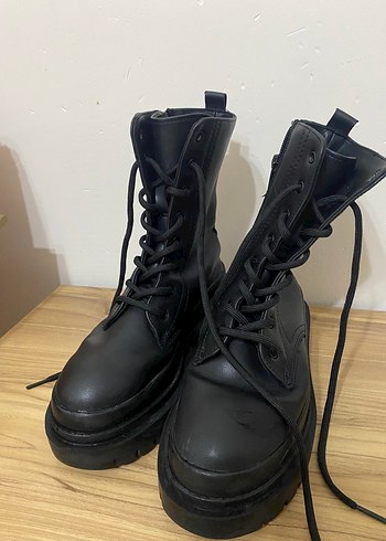 36 Beden siyah Renk Kadın Siyah Deri Platform Topuklu Goth Bot