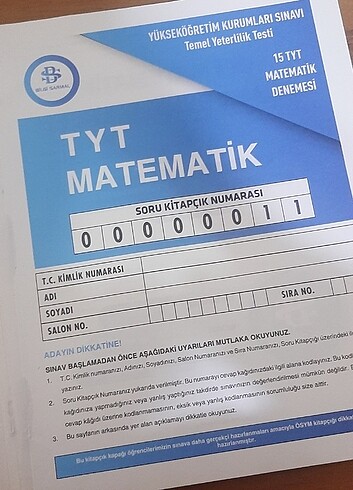 Tyt matematik branş denemesi