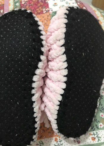 Kız Çocukları için Pembe Örgü Sıcak Terlik - Görsel 3