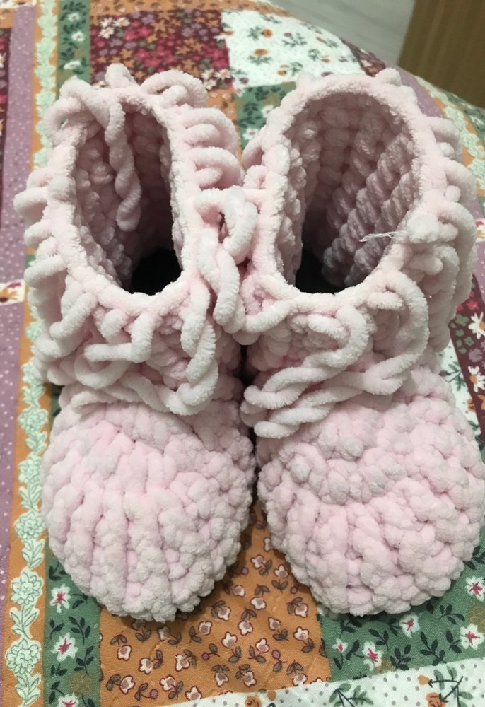 Kız Çocukları için Pembe Örgü Sıcak Terlik - Görsel 2