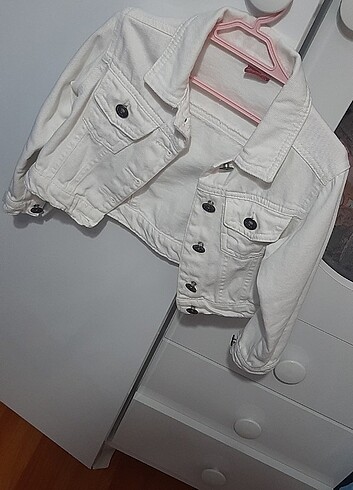 Beyaz kot ceket - Görsel 2