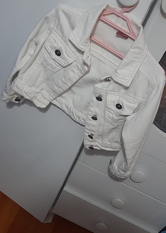 Beyaz kot ceket - Görsel 2
