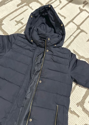 13-14 Yaş Beden lacivert Renk Fermuarlı, Midi Boy, lacivert Kışlık Mont