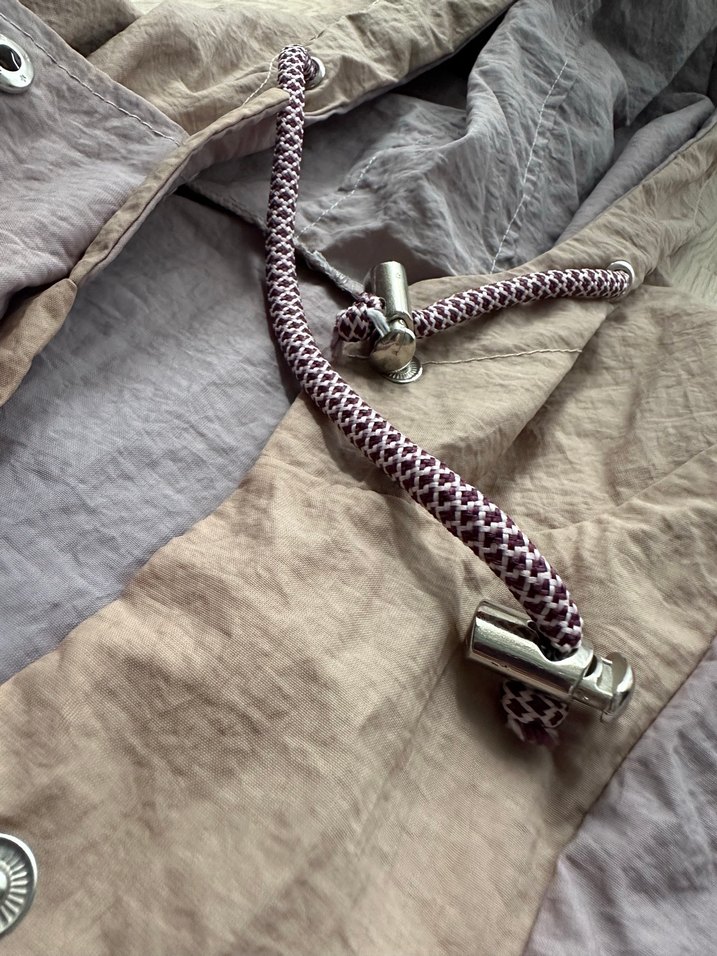 Yağmurluk Düğmeli Yüksek Yakalı Mor Gri - Görsel 5