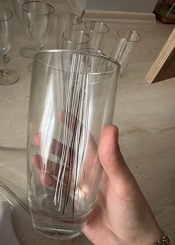 Çizgili Dekoratif Cam Sürahi ve Bardak Seti - Görsel 3