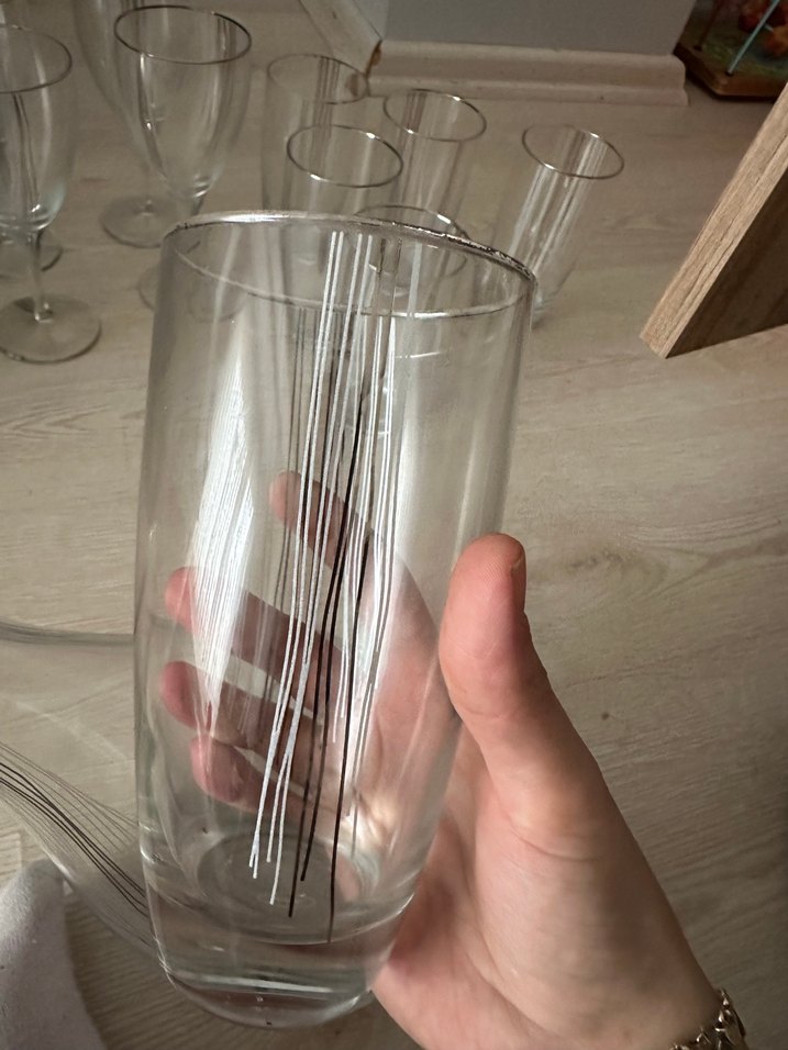 Çizgili Dekoratif Cam Sürahi ve Bardak Seti - Görsel 3