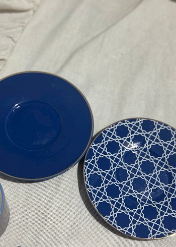 Desenli Lacivert Seramik Türk Kahvesi Fincanı Seti - Görsel 6