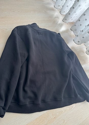 Dik Yaka Siyah Erkek Fermuarlı Sweatshirt - Görsel 2