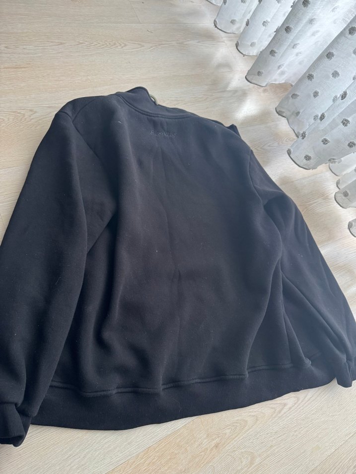 Dik Yaka Siyah Erkek Fermuarlı Sweatshirt - Görsel 2