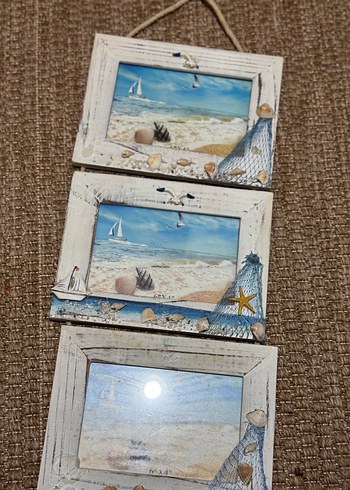 Deniz Temalı Beyaz Ahşap Çerçeve Seti - Görsel 3
