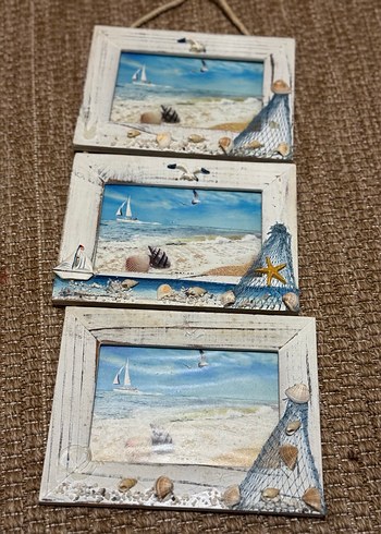 Deniz Temalı Beyaz Ahşap Çerçeve Seti - Görsel 2