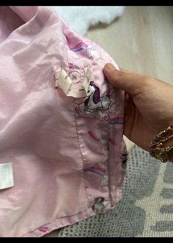 Kız Çocuk Pembe Kapüşonlu Yağmurluk - Görsel 7