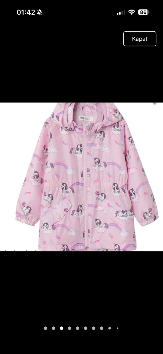 Kız Çocuk Pembe Kapüşonlu Yağmurluk - Görsel 2