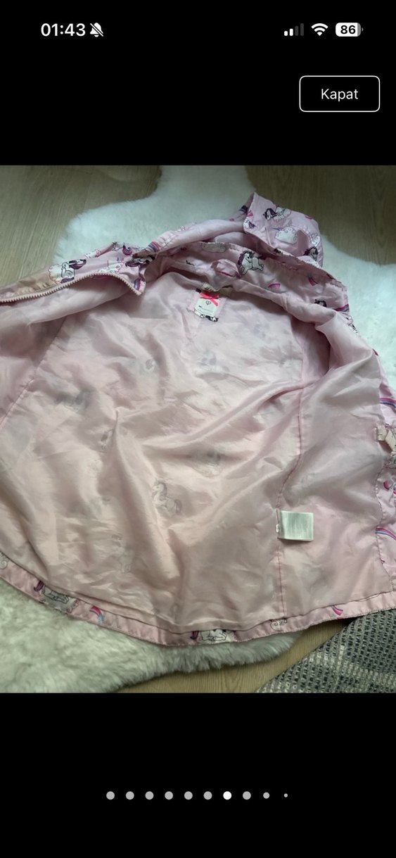 Kız Çocuk Pembe Kapüşonlu Yağmurluk - Görsel 5