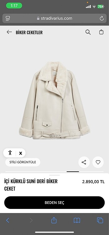 Stradivarius içi kürklü suni deri mont