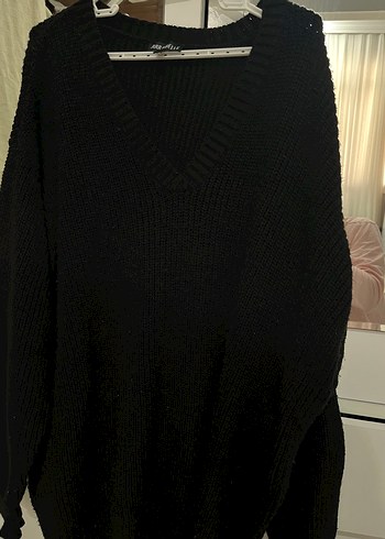 Defacto Siyah V Yaka Oversize Triko Kazak