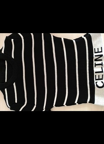 Celine Celine çizgili crop kazak 