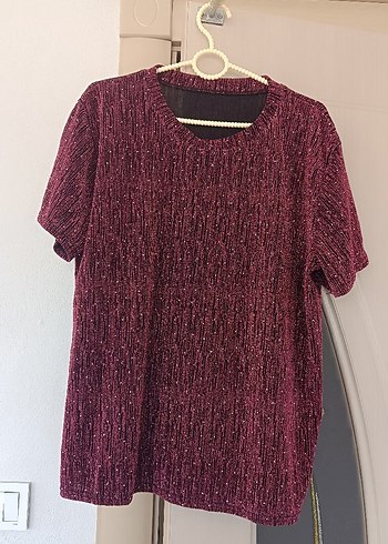 Bordo Parlak  taşlı simli rahat esnek ikili takım. yeni - Görsel 4