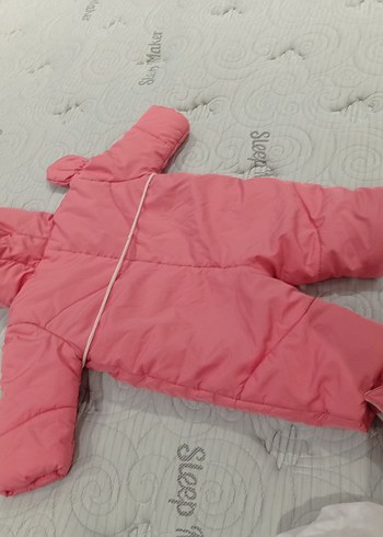 Pembe Kapüşonlu Bebek Kız Tulumu Kürklü - Görsel 3