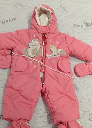 Pembe Kapüşonlu Bebek Kız Tulumu Kürklü - Görsel 4