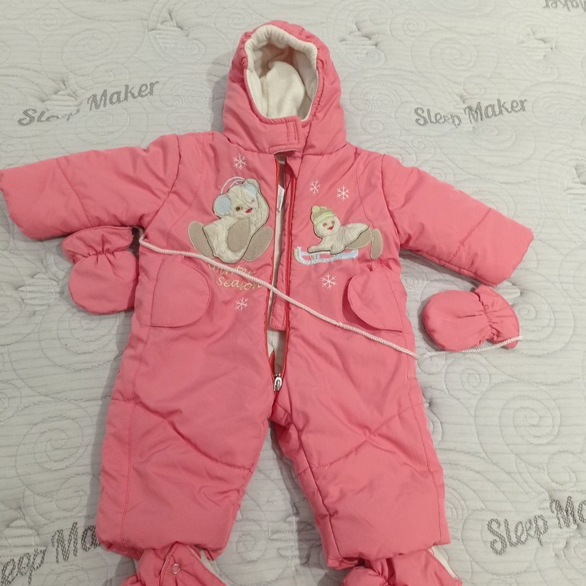 Pembe Kapüşonlu Bebek Kız Tulumu Kürklü - Görsel 4