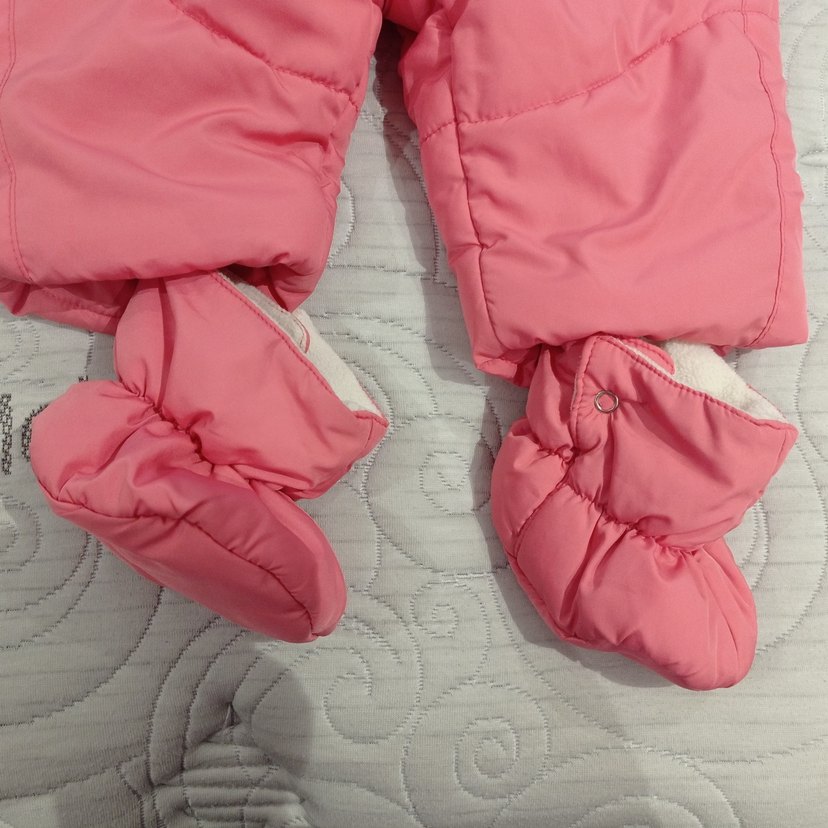 Pembe Kapüşonlu Bebek Kız Tulumu Kürklü - Görsel 5