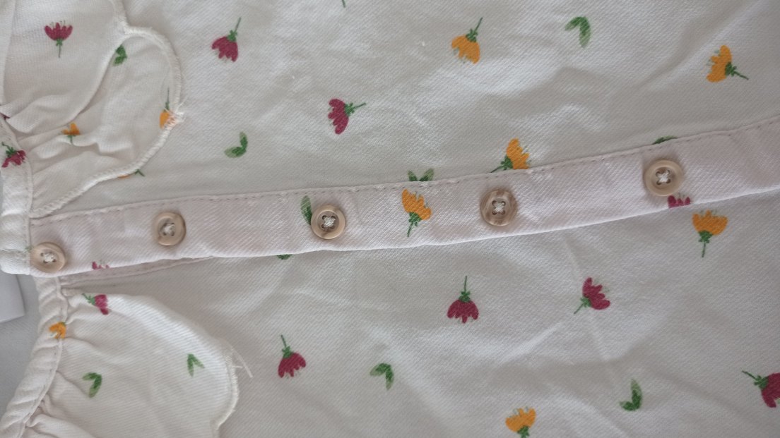 Çiçek Desenli Beyaz Çocuk gömlek - Görsel 3