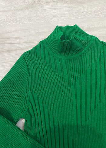 yeşil esnek yapılı triko kazak - Görsel 2