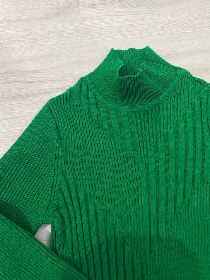 yeşil esnek yapılı triko kazak - Görsel 2