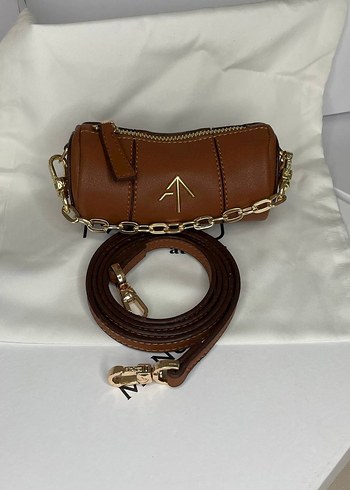 Kahverengi Askılı Çanta, Manu Atelier Mini Nano Silindir Çanta