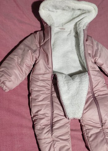 Kürklü Pembe Bebek Kışlık Tulumu - Görsel 3