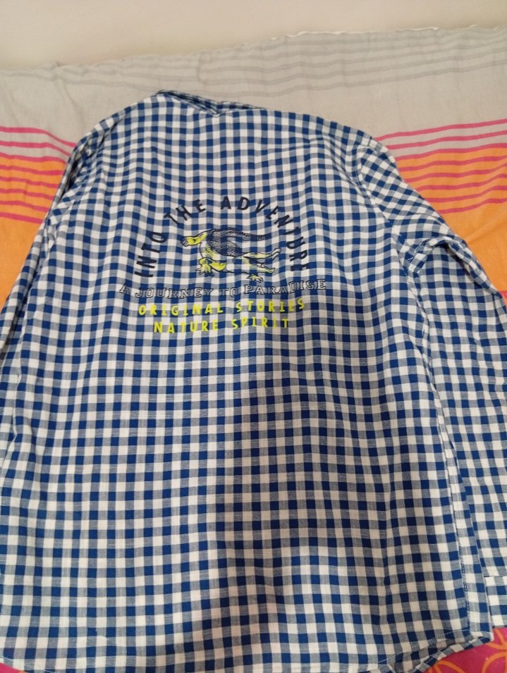 Mavi Kareli Kısa Kollu Erkek Gömlek - Görsel 2