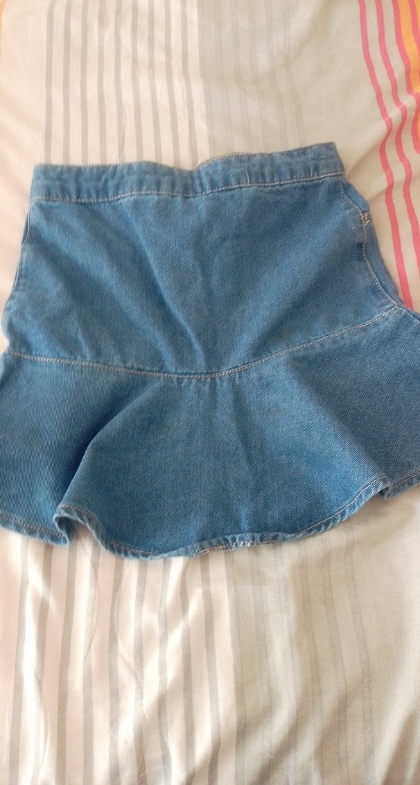 Kız Çocuk Mavi Pileli Denim Etek - Görsel 3