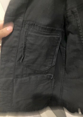 xs Beden Siyah Kadın Denim Ceket, Düğmeli, Fitted