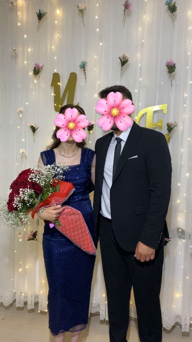 Lacivert pul işlemeli Midi Abiye Elbise - Görsel 3